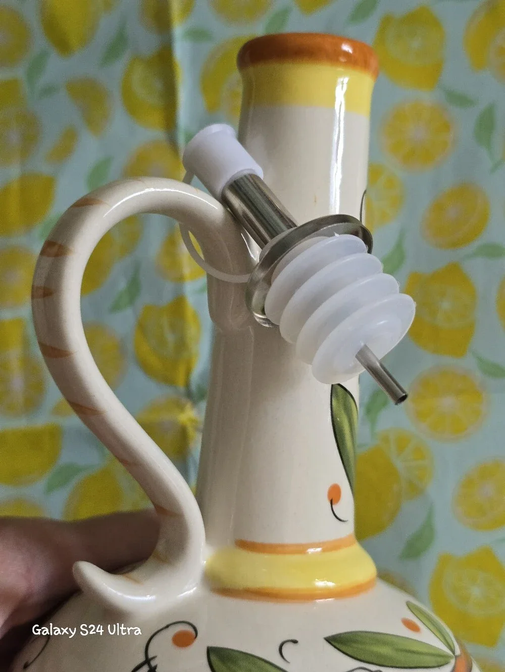 Beautiful Hand Painted Italian Decor Olive Oil Cruet Dispenser Bottle NEW